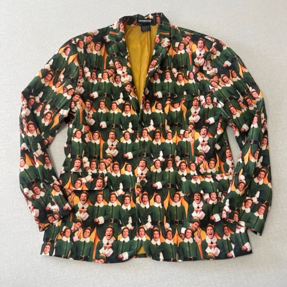 Suitmeister Elf Buddy Mens XL Christmas Blazer AOP Will Ferrell Ugly Holiday